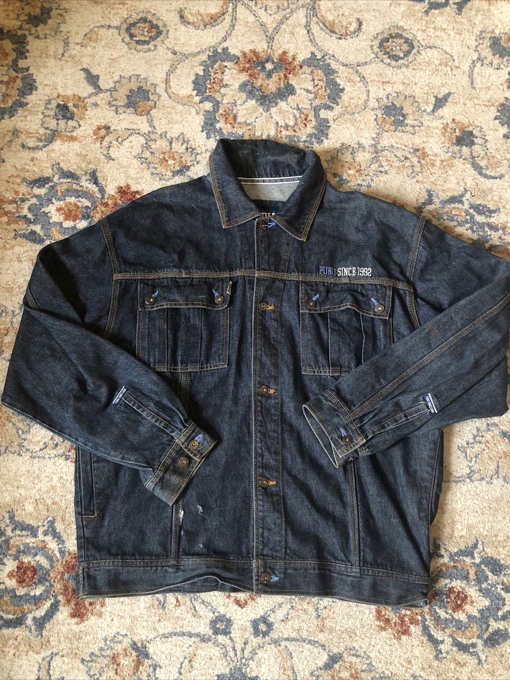 Vintage 2000s Y2K Fubu Denim Jacket Size Extra Large Hip Hop Mens